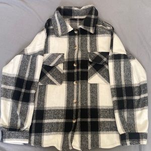 Black and white button down coat